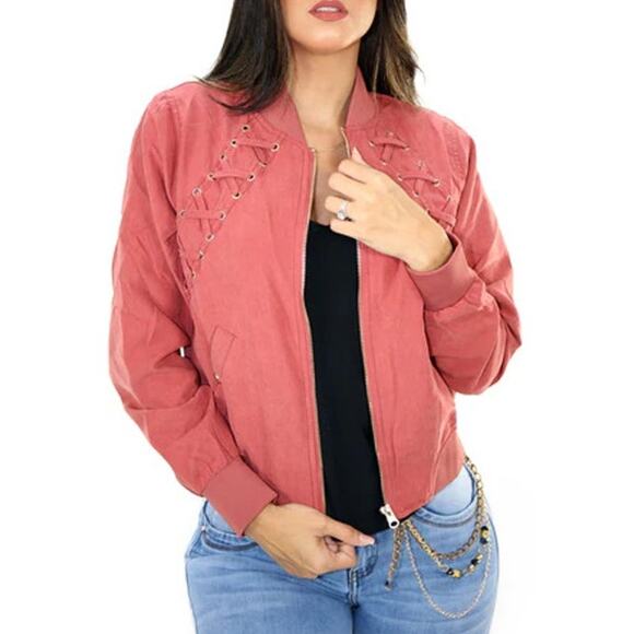 Haute Monde Moto Bomber Jacket Womens Small Brown Dark Academia Retro Y2K Style - Picture 1 of 10